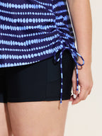 Striped Non-Removable Cups Swim Top