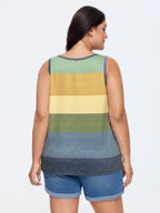 Multi-Color Stripes Off-Sleeves Vest