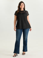 Sheer Mock Neckline Breathable Blouse
