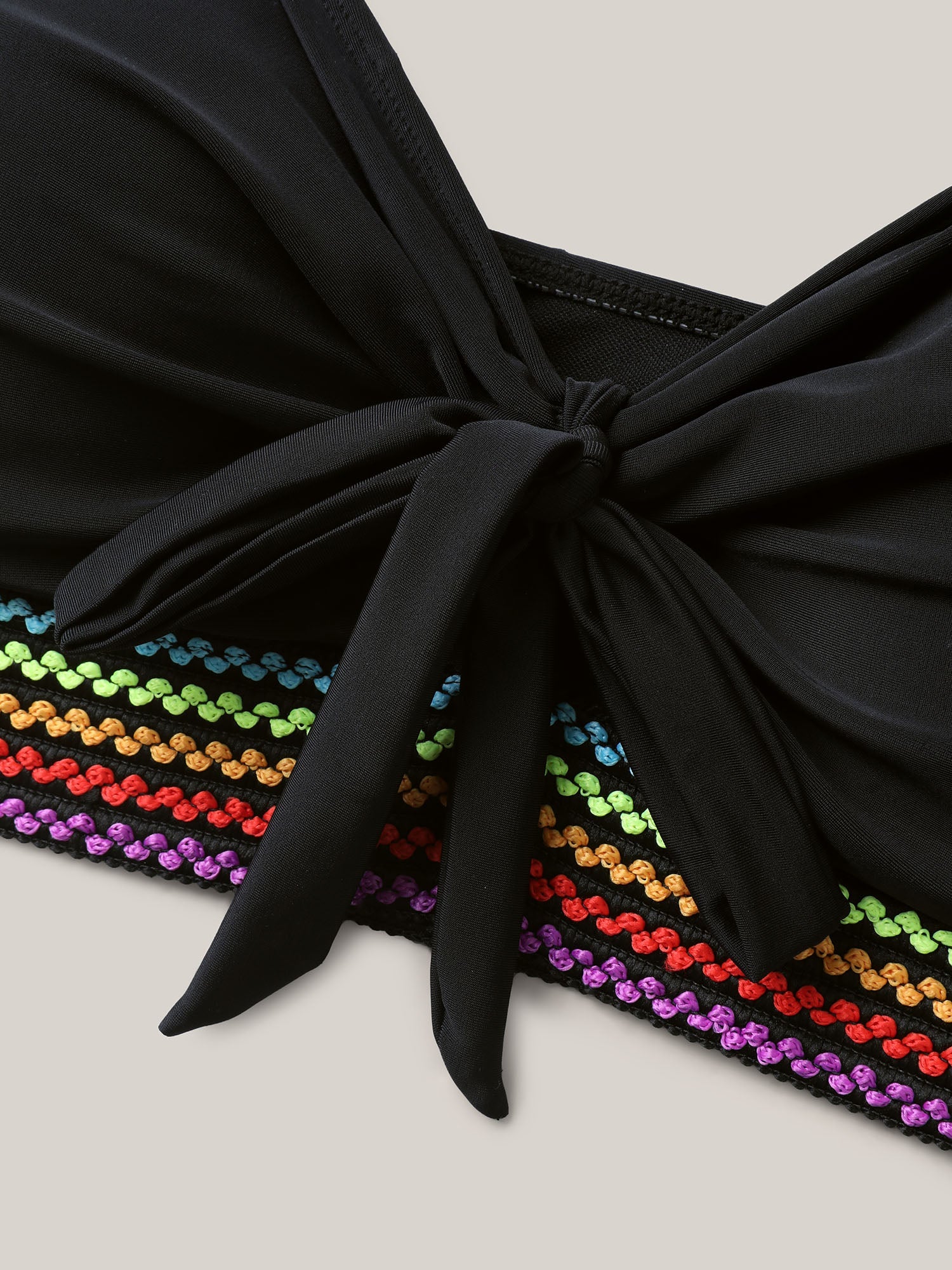 Colorful Webbed Knotted Front Bikini Top