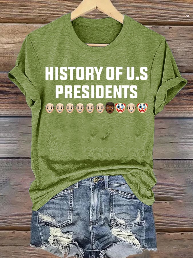 🔥Buy 3 Get 15% Off🔥Women's  History Of US Presidents Print T-Shirt