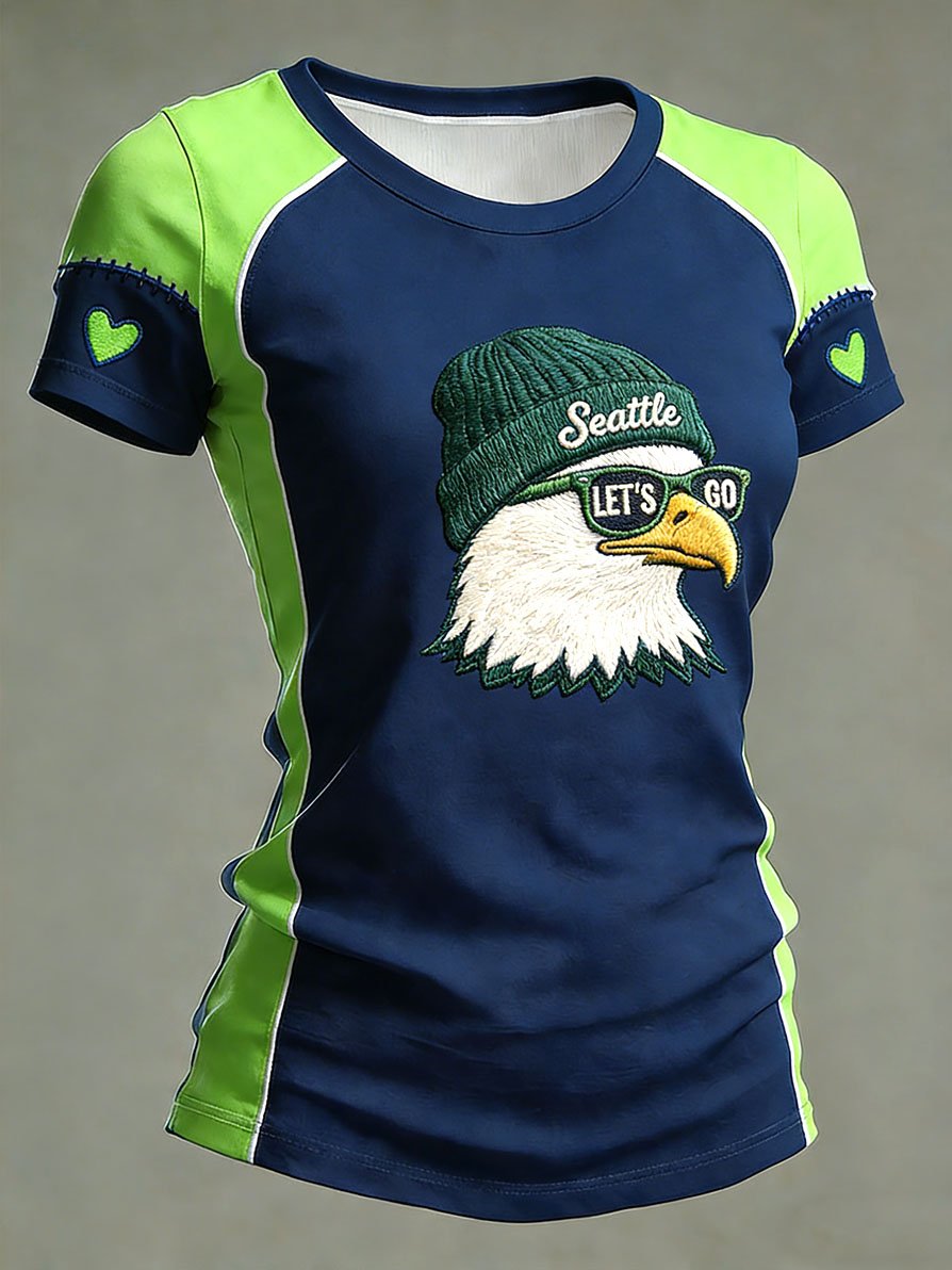 Women's Fashion Seattle Football Fan Crew Neck T-Shirt