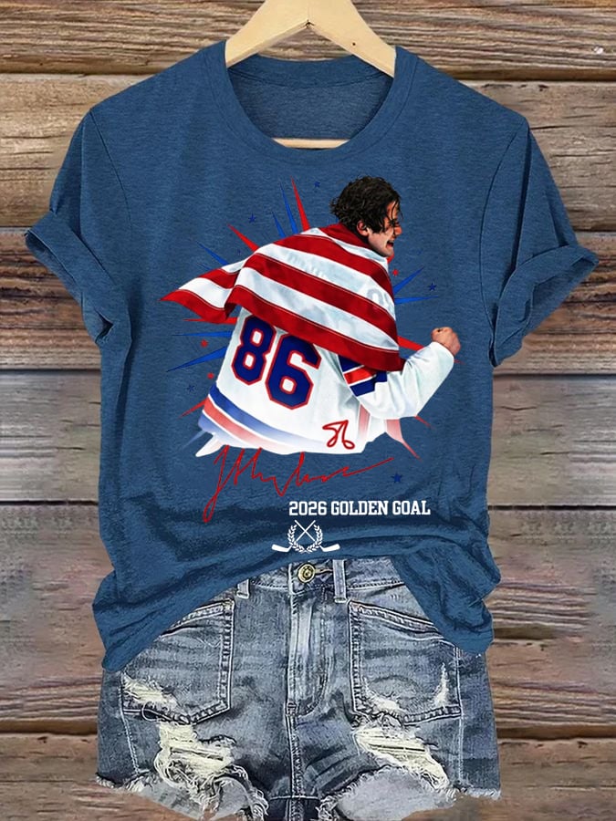 Women's Ice Hockey Print Casual T-Shirt