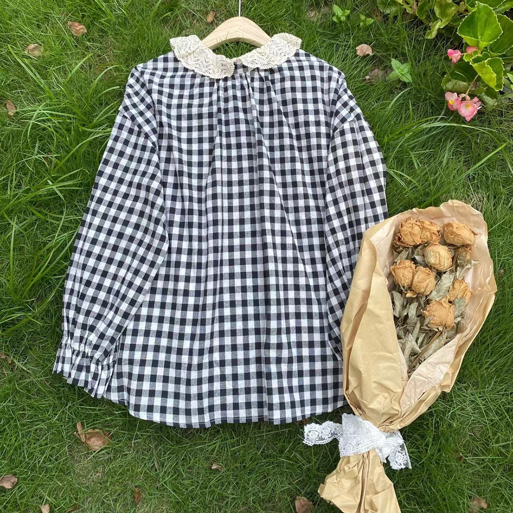 Long Sleeve Cute Lace Collar Top