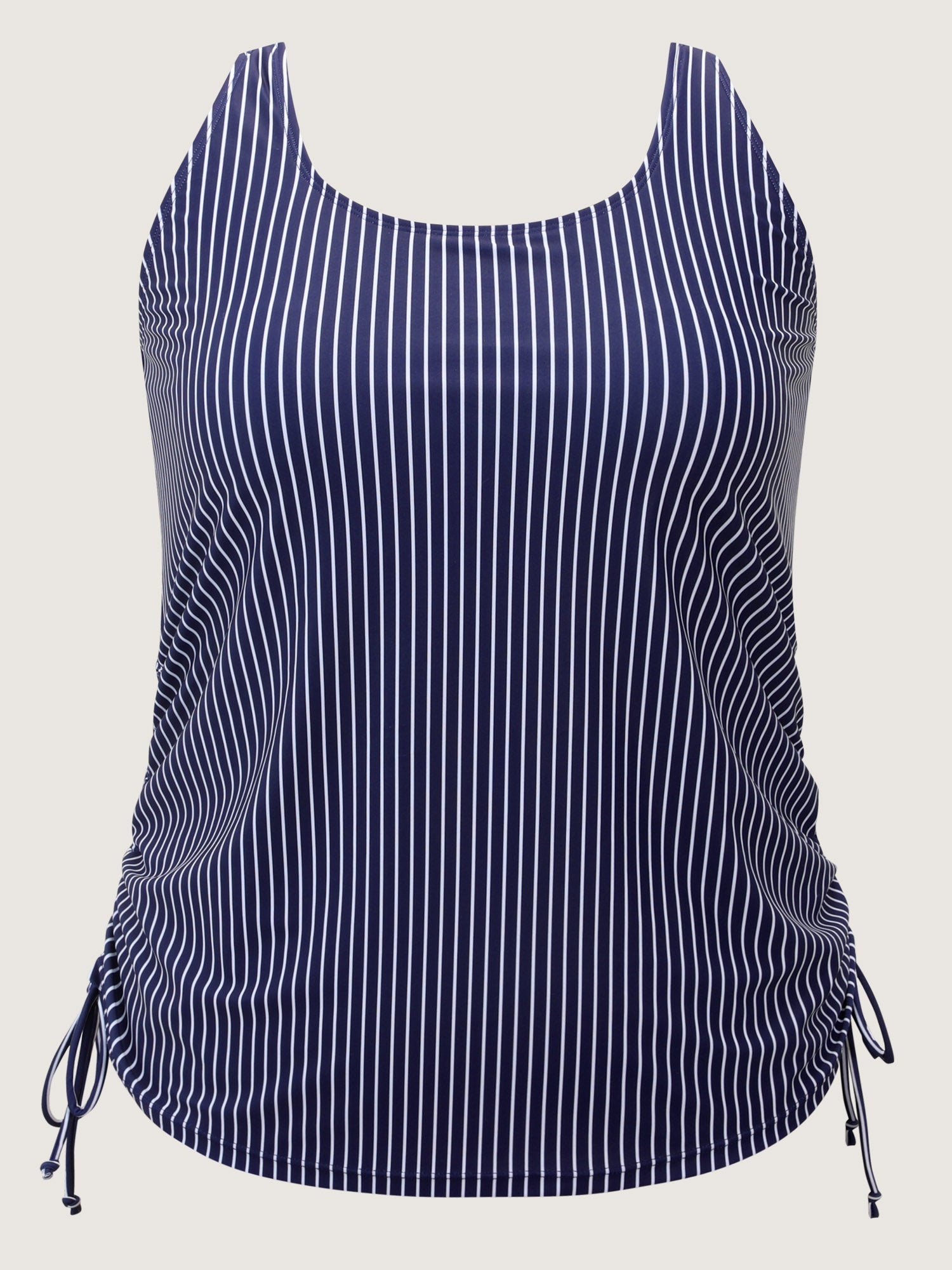 Striped Print Drawstring Sides Swim Top