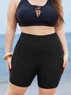 Solid Wide Waistband Swim Shorts