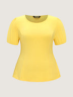 Back-Tie Cut-Out Plain Knit Top