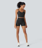 UltraSculptTM Cool Quick Dry SoCinched High Waisted Tummy Control Shaping Yoga Biker Shorts 3'' with Pockets-UPF50+