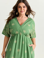 Surplice Neck Split Side Pockets Maxi Dress