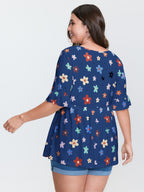 Floral Print Stretchy Knit Top