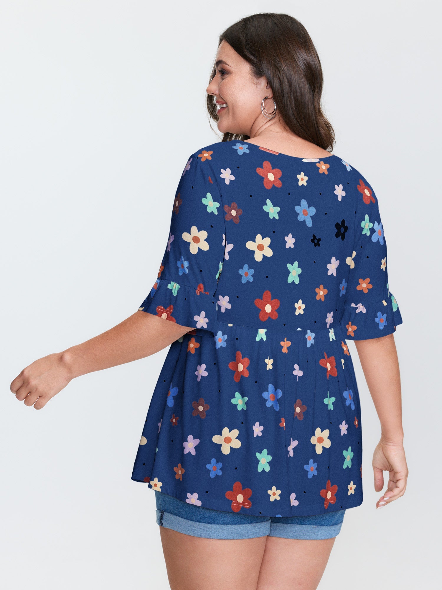 Floral Print Stretchy Knit Top