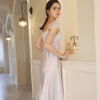 Lace Sleeve Satin Sleep Gown