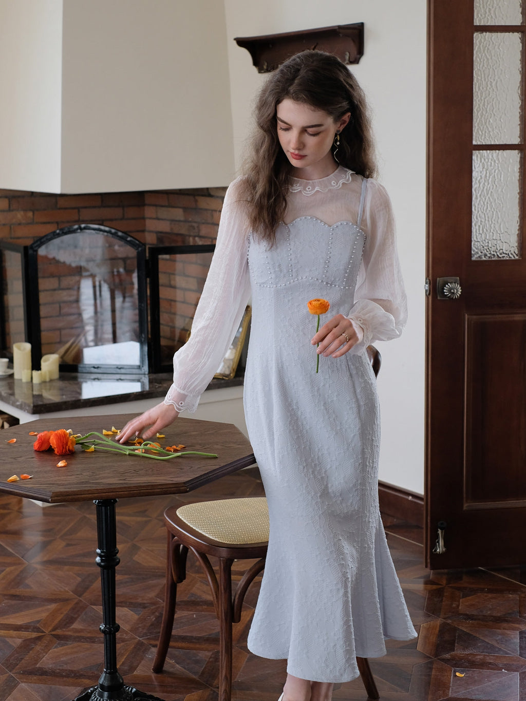 Sheer Chiffon Bottom Top + Mermaid Slip Dress