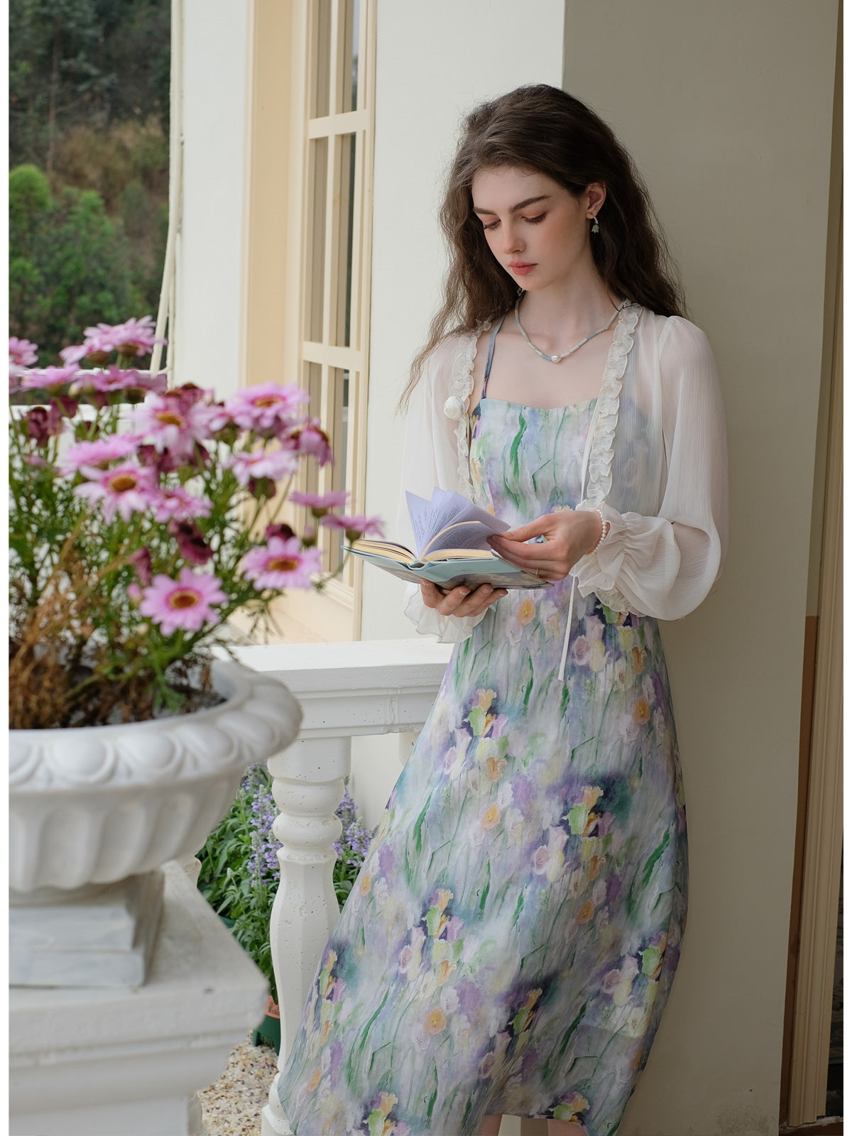 Fairy Sheer Rose Cardigan + Painting Slip Dress