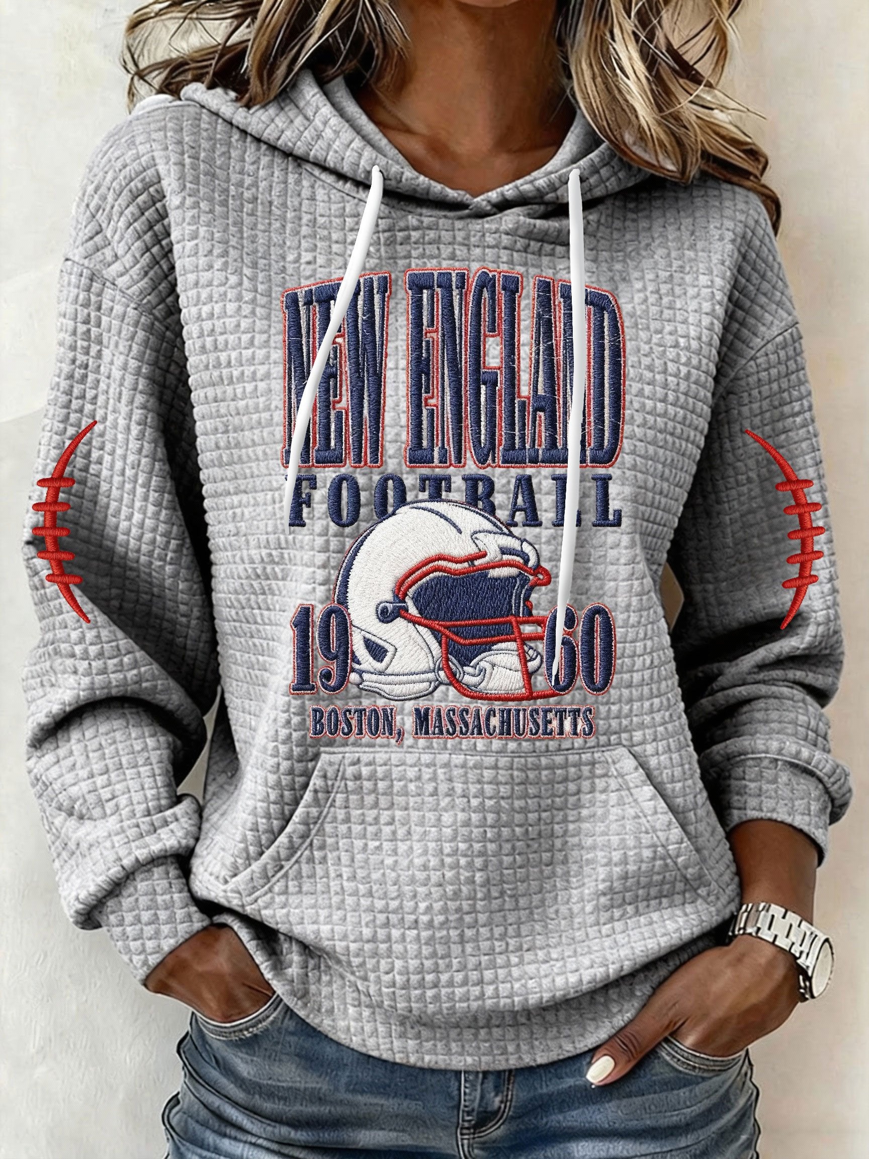 Women’s Football Graphic Waffle Knit Hoodie