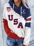 Retro USA Ice Hockey Print Hoodie