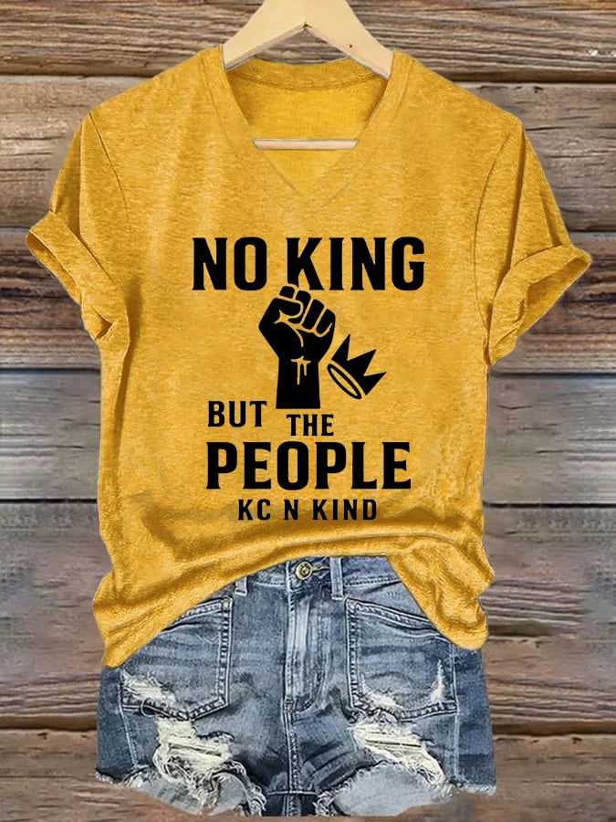 🔥Buy 3 Get 15% Off🔥V-neck Women's no king but the people KC N kind Printed Casual T-Shirt