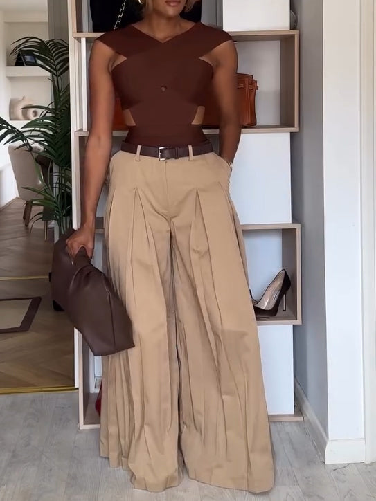 Classic Inverted Pleat High-Rise Wide Leg Pants