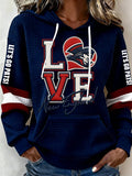 Women's Retro Football Print Hoodie
