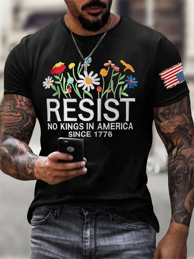 🔥Buy 3 Get 15% Off🔥Men's Retro Resist No Kings In America Since 1776 Print T-Shirt