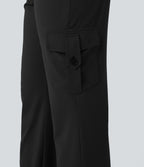 Low Rise Drawstring Casual Bootcut Cargo Pants with Pockets