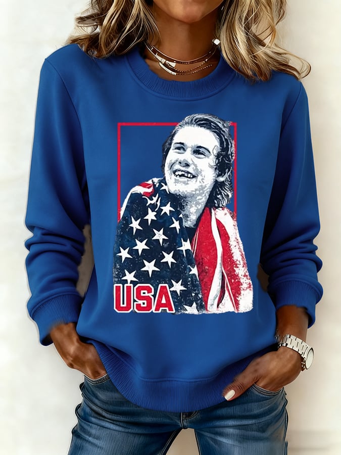 Women's Hockey Print Long-Sleeve Sweatshirt