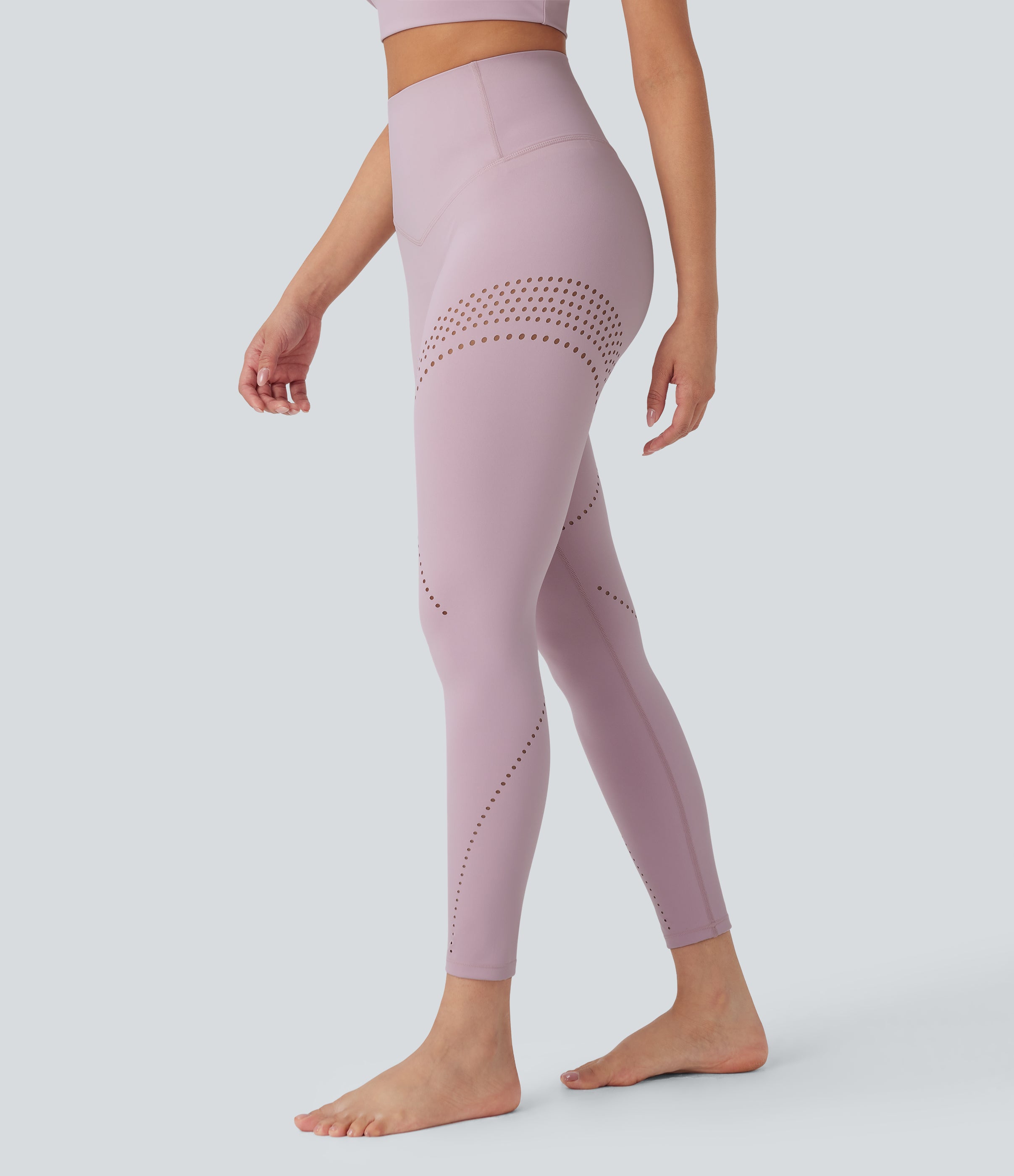 UltraSculptTM Cool Quick Dry High Waisted Tummy Control Ventilation Perforated Yoga Leggings-UPF 50+