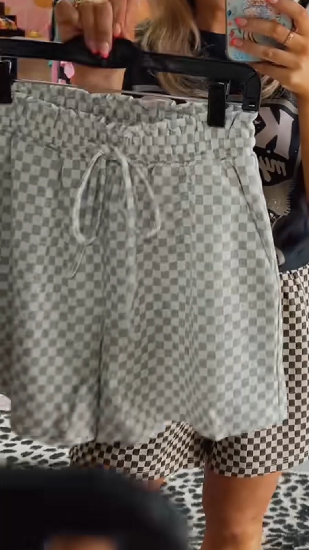 Ladies' Drawstring Plaid Casual Shorts