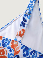 Breezy Print Pocket Surplice Swim Dress