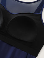 Adjustable Curvy Hem Spliced Swim Top