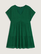 Cotton V-Neck Tiered Mini Dress