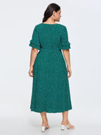 Polka Dot Print Pockets Flowy Midi Dress