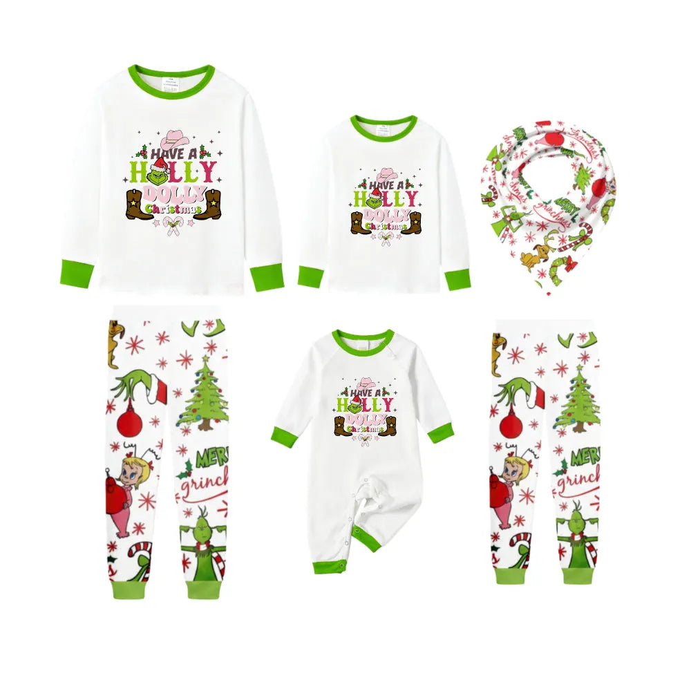 Holiday Family Christmas Pajamas Set With Colorful Xmas Character Pattern Design