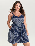 Geometric Stripe Shirred Back Mini Dress
