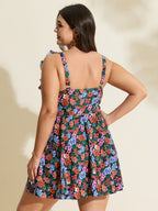 Anti-Float Tie Ruffled Floral Swim Dress