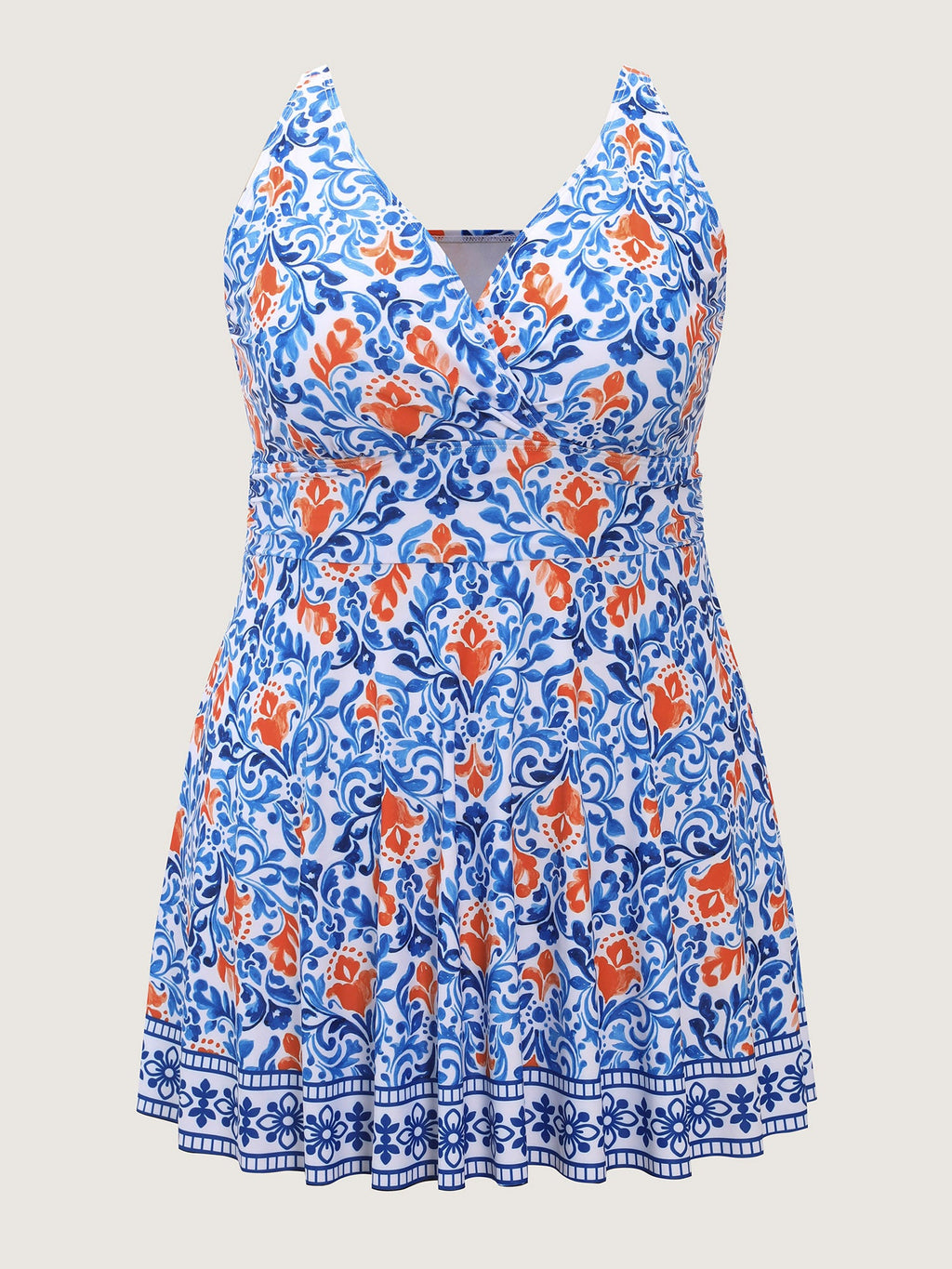 Breezy Print Pocket Surplice Swim Dress
