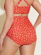 Floral Print High Waisted Swim Bottoms