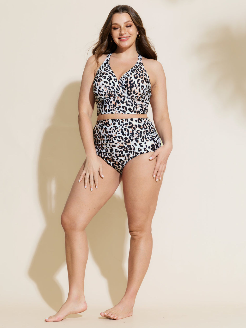 Leopard Print Ruched Tight-Fit Bikini Bottoms
