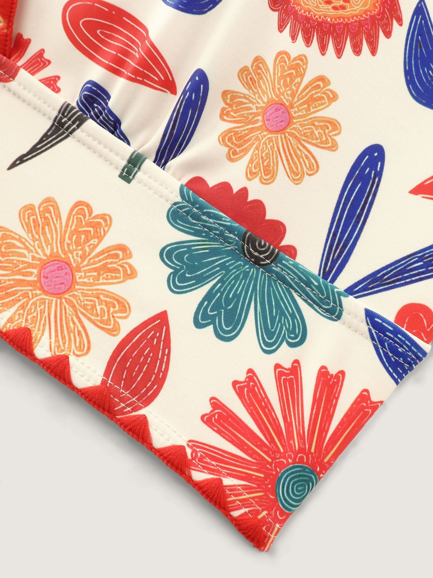 Playful Floral Embroidered Bikini Top