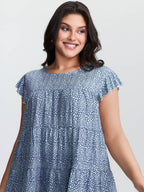 Leopard Print Tiered Flutter Sleeve Knit Top