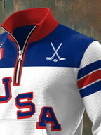 Retro Men's USA Ice Hockey Print Sweatshirt