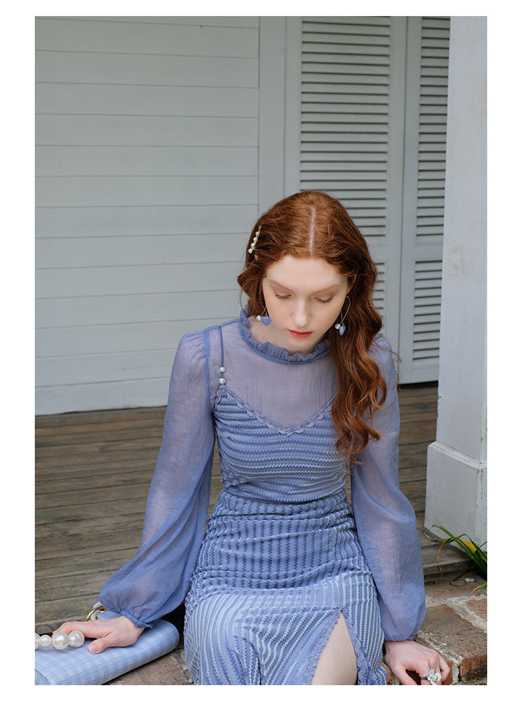 Chiffon Top & Velvet Slip Dress