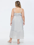 Asymmetrical Striped Print Cami Midi Dress