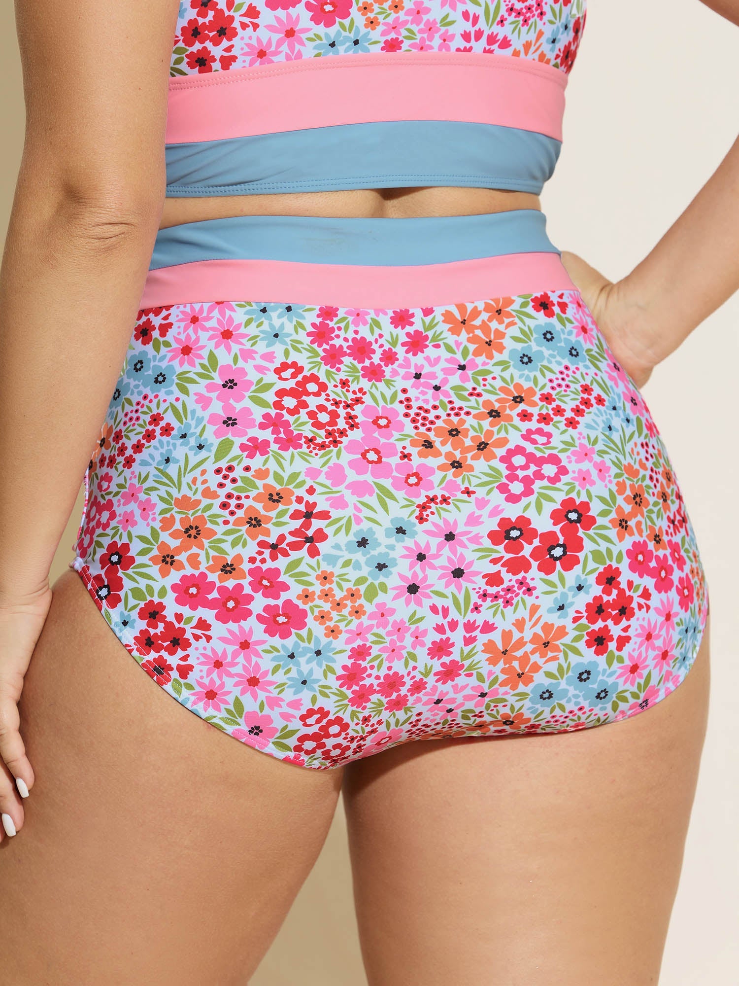Colorful Floral Print Swim Bottoms