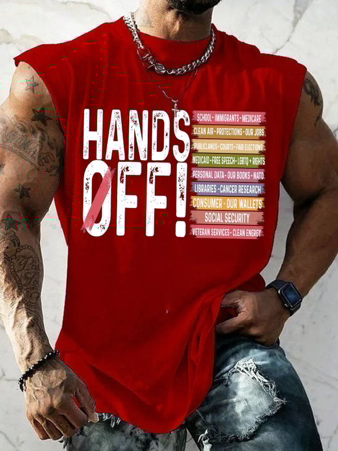 🔥Buy 3 Get 15% Off🔥Men'S Retro Hands Off Protest Print Tank Top