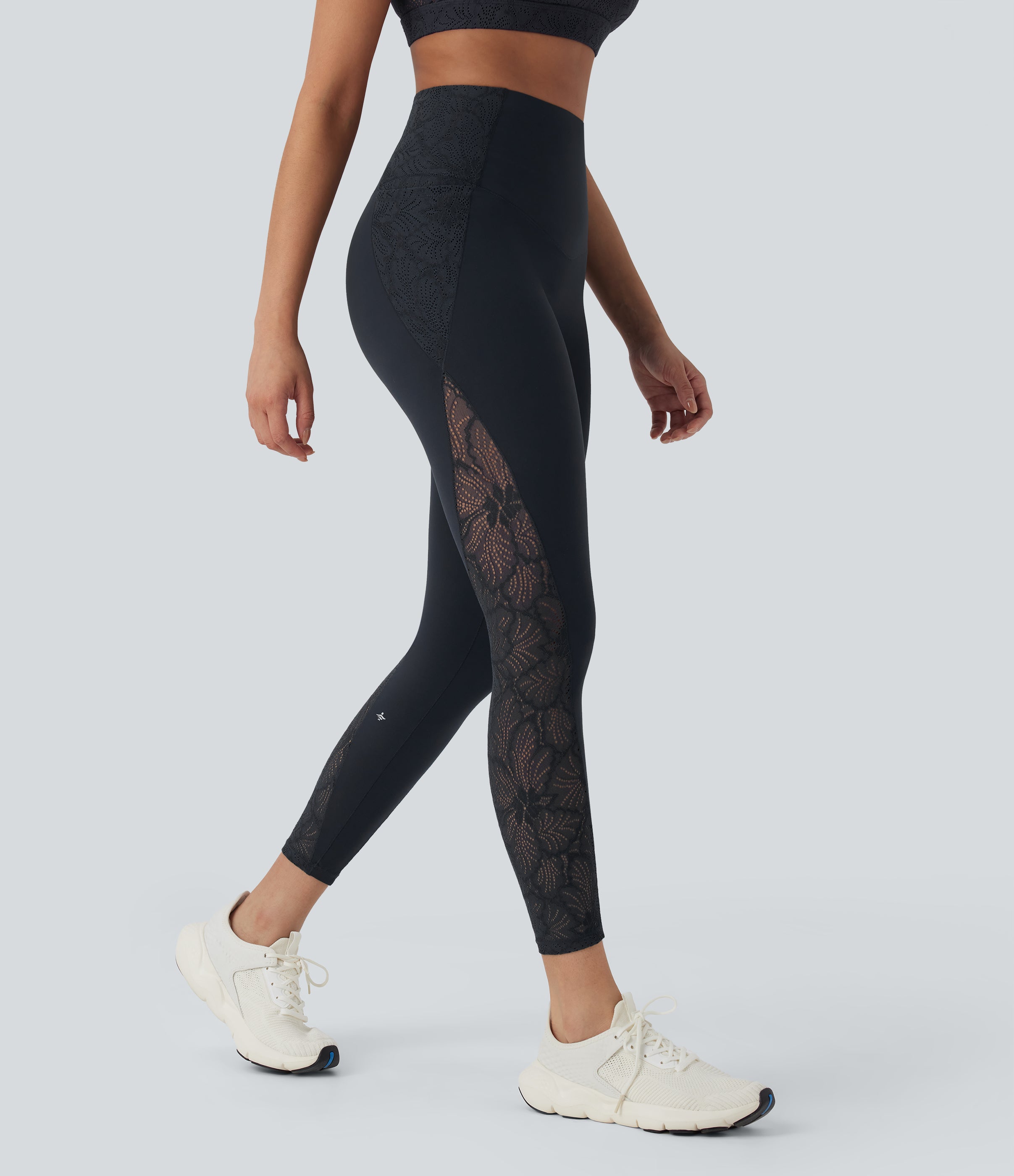 UltraSculptTM SoCinched High Waisted Tummy Control Contrast Lace Shaping Training Leggings with Pockets