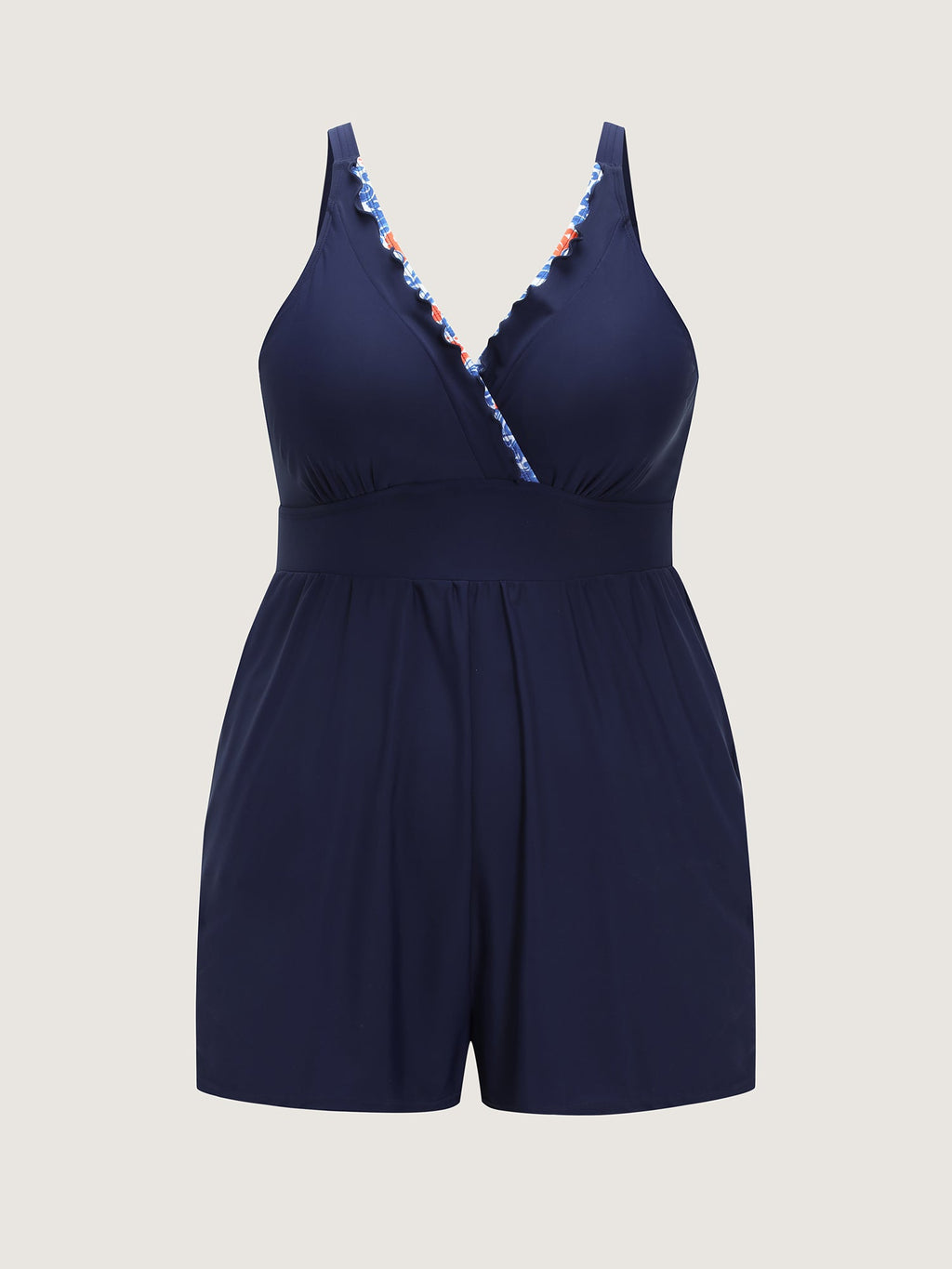 Printed Edge Pockets Swim Romper