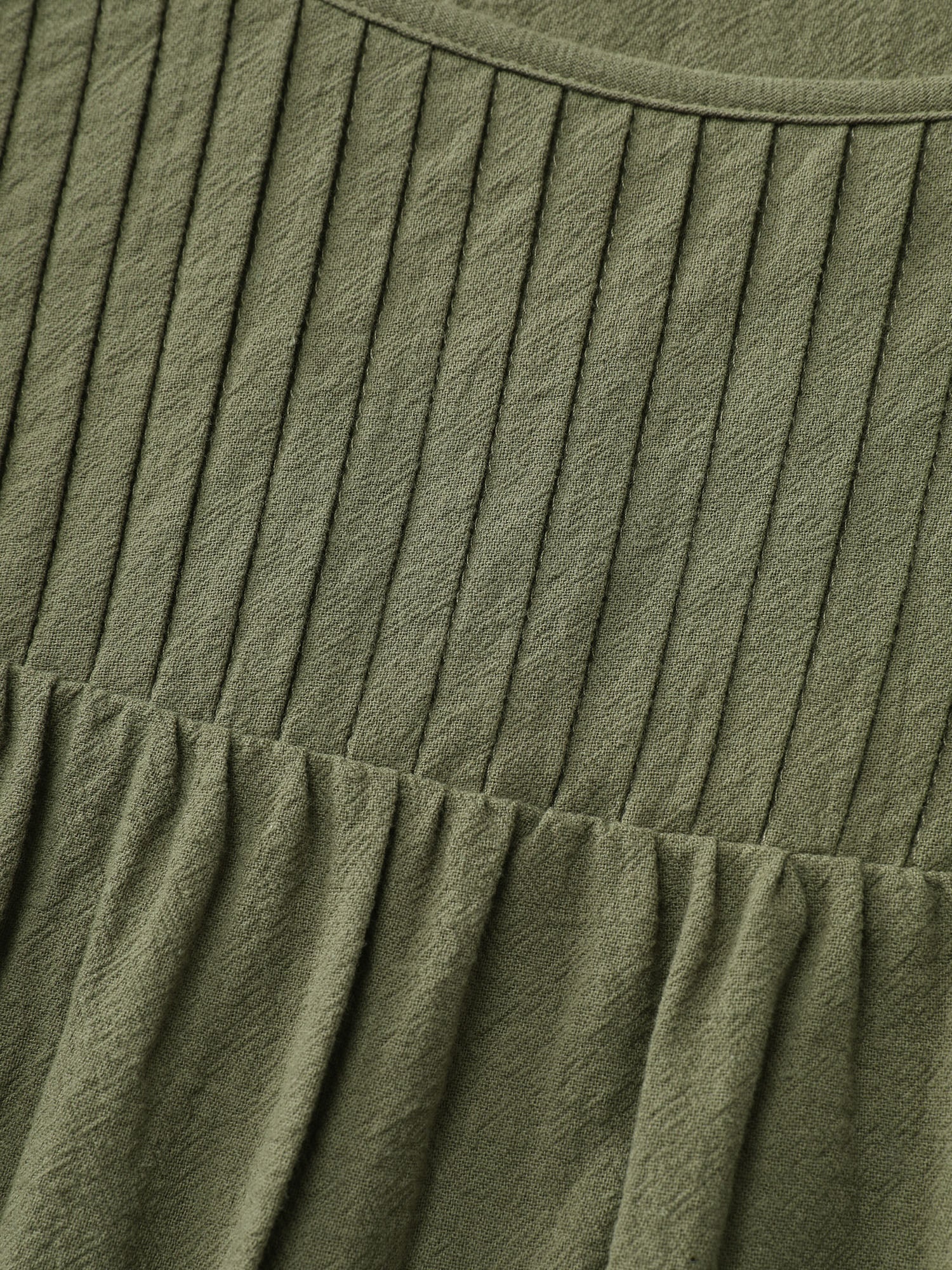 Pure Cotton Pleated Puffy Sleeve Blouse