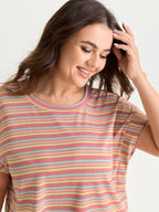 Striped Print Relaxed-Fit T-Shirt