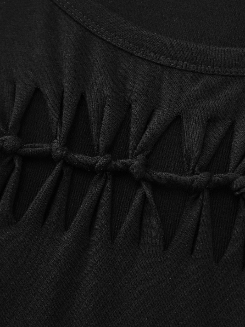 Cotton Stretchy Cut-Out Neckline Layered T-Shirt